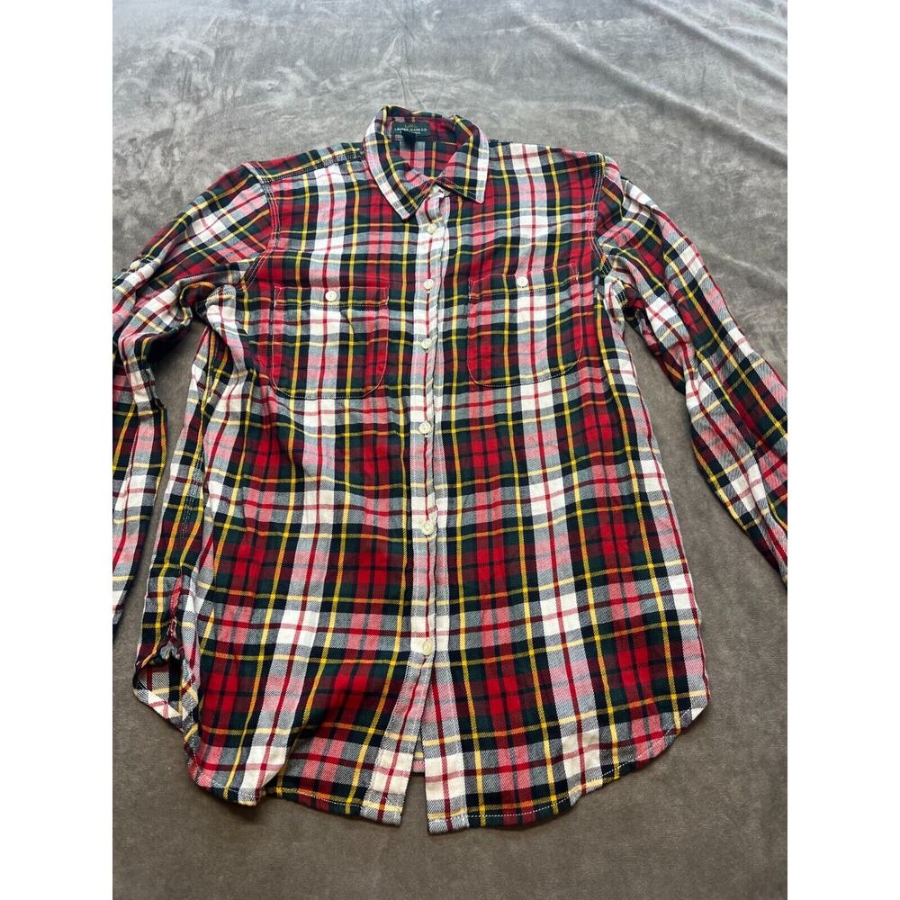 LRL Lauren Jeans Co Medium Long Sleeve Red‎ Plaid Cotton Button up Shirt